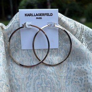 Karl Lagerfeld Gold Tone Hoop Earrings